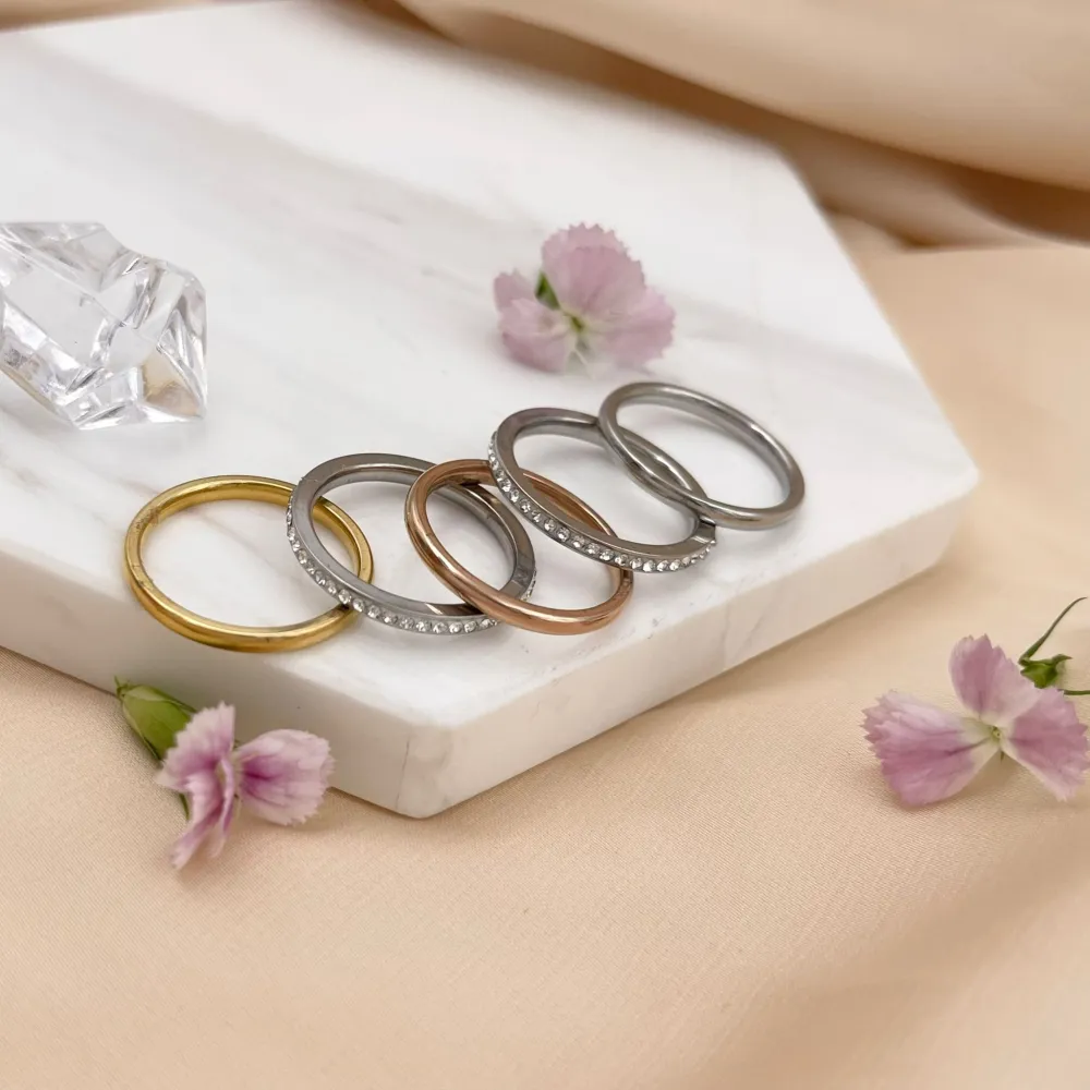 Set 5pz Fedini con Strass-12 Set Anelli in Acciaio con Misura - AAM105-138