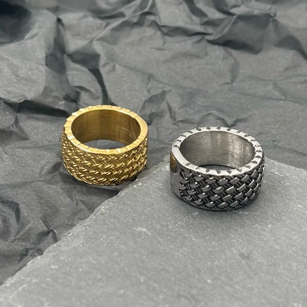 Fede con Intrecciato-Anello in Acciaio con Misure - AAM-423-52