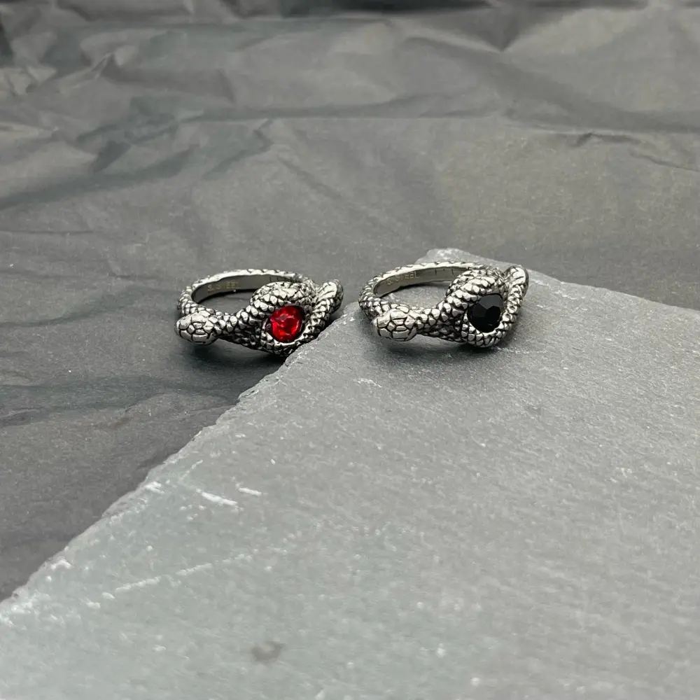 Serpente con Pietra-Anello in Acciaio con Misure - AAM-518-225