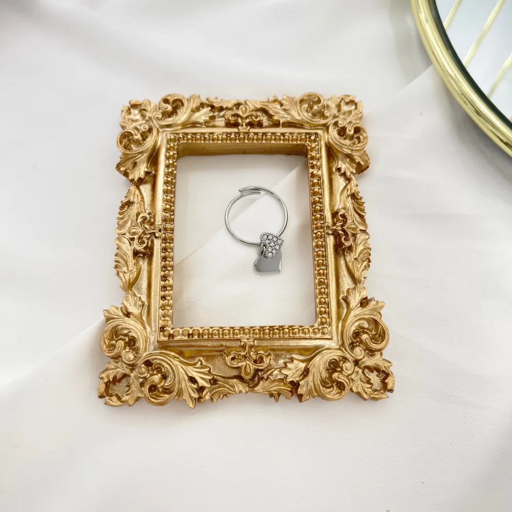 Doppio Cuore Pendente-Anello in Acciaio - AAR-103-AA2449R