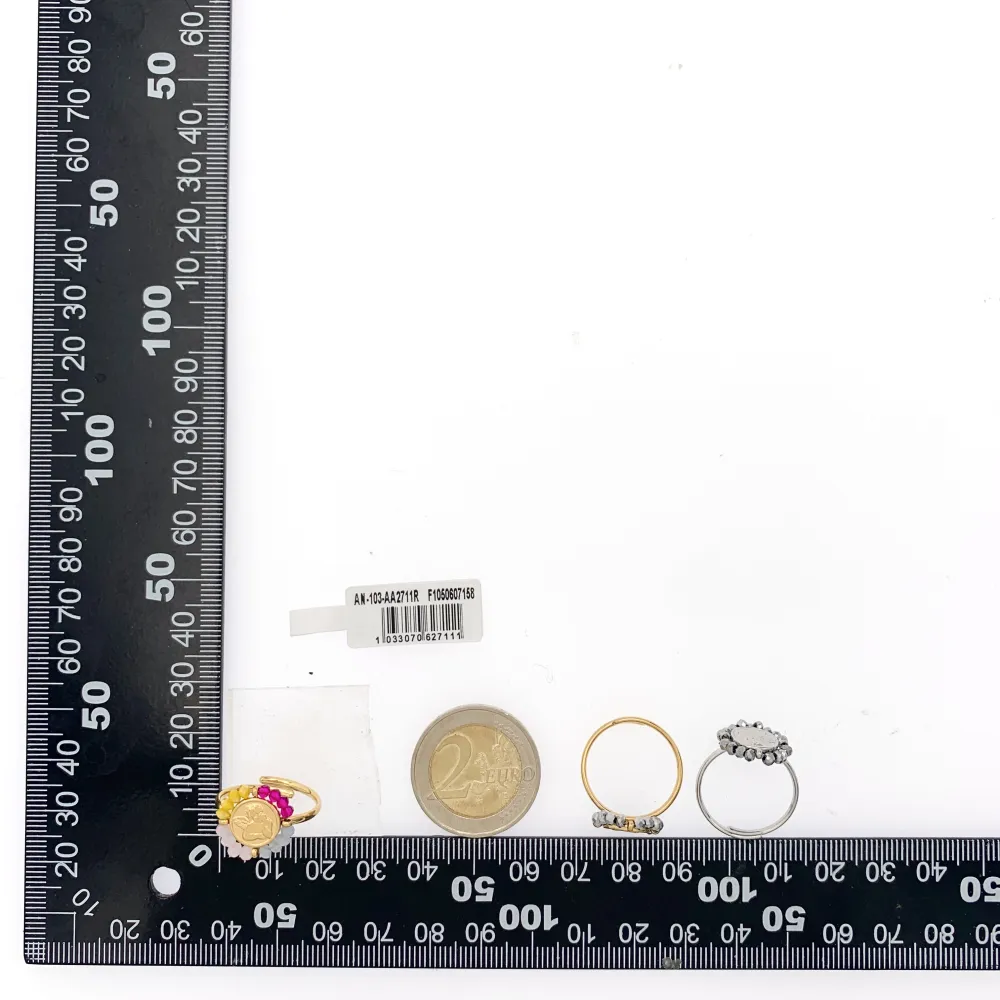 Angelo con Cristalli-36pz Anelli Regolabili in Acciaio - AAR-103-AA2711R