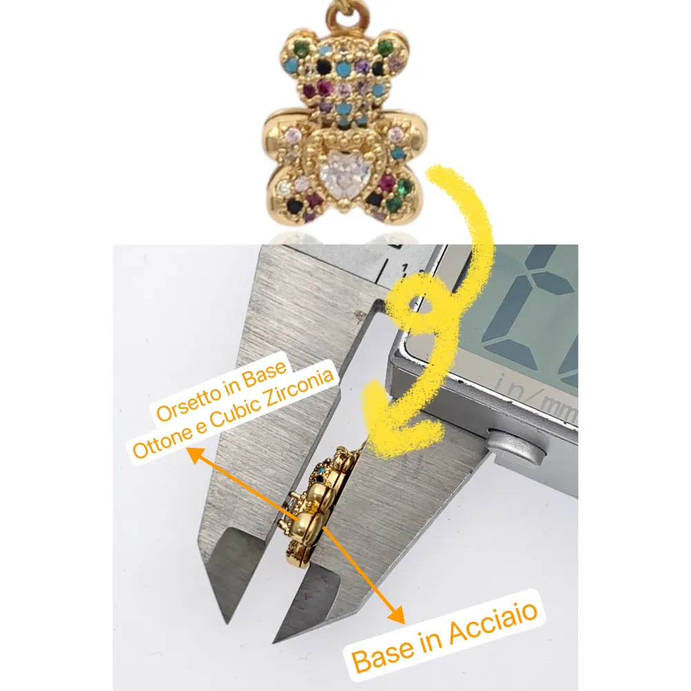 Orsetto Piccolo con Zirconia-36Pz Anelli Regolabili in Acciaio - AAR-103-AA2719R 12mm