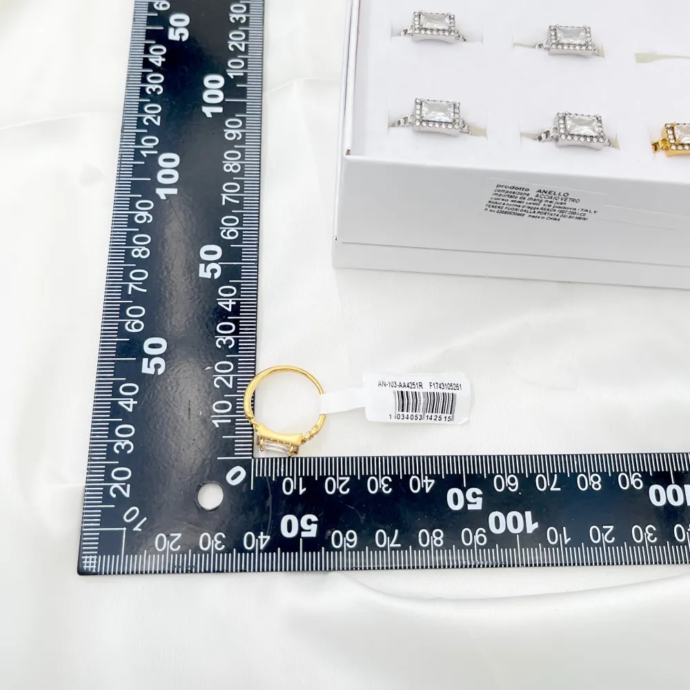 Pietra rettangolare  -Anello Regolabile in Acciaio - AAR-103-AA4251R