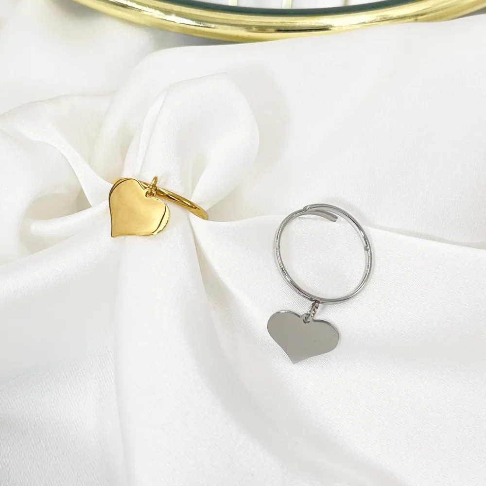 Cuore Pendente-Anello Regolabile in Acciaio - AAR-103-AA4551R