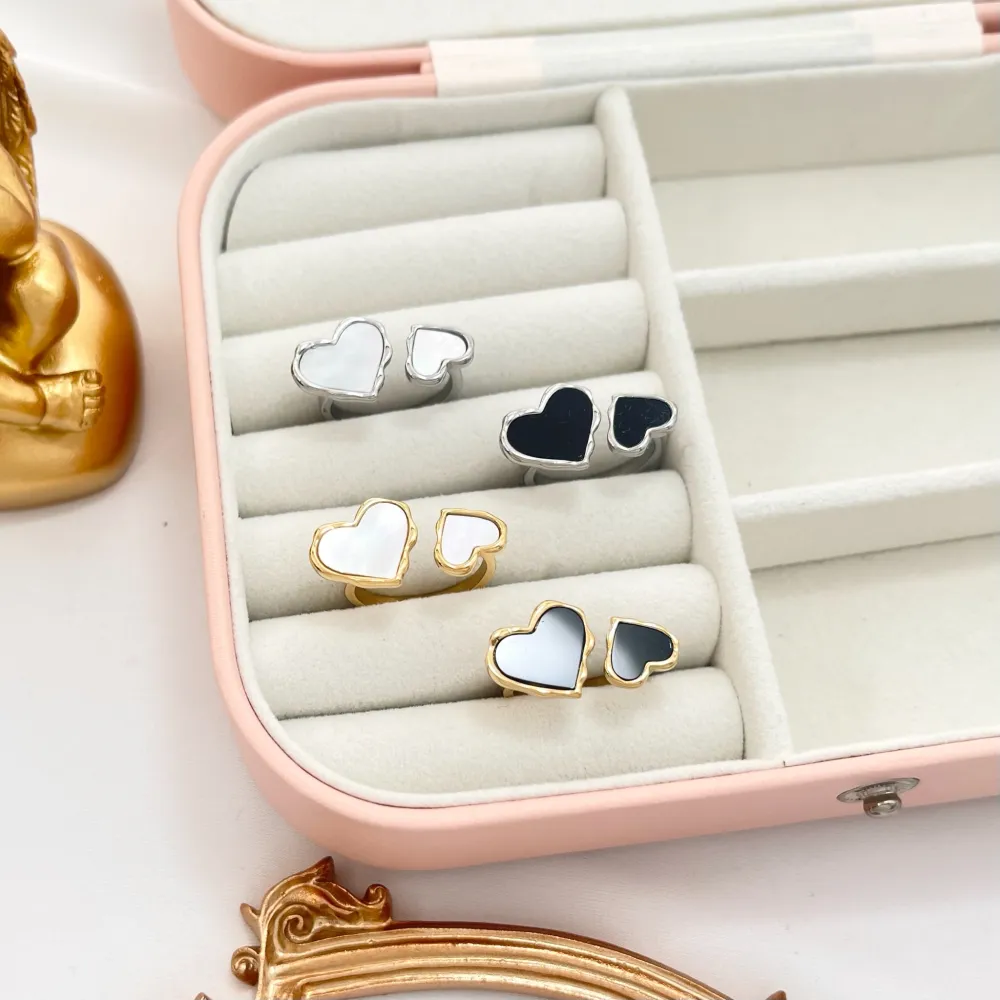 Doppio Cuore-Anello in Acciaio Regolabile - AAR-105-201