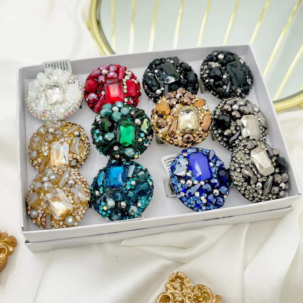 Tondo con Pietrine -Anello Regolabile in Acciaio - AAR-732-341