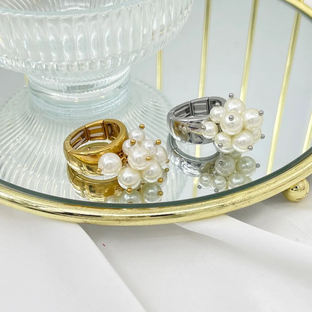 Grappoli Perla -Anello Regolabile in Acciaio - AAR-732-374