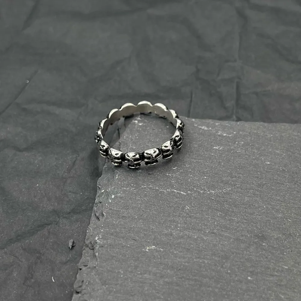 Fede con Teschio-Anello in Acciaio con Misure - AAU-105-148