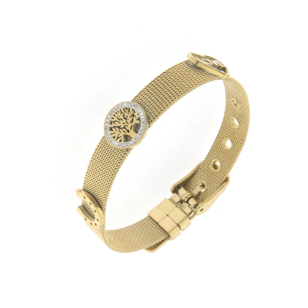 Bracciale da Donna In Acciaio - Albero della Vita e Cuore -Bracciale Cinturino Orologio