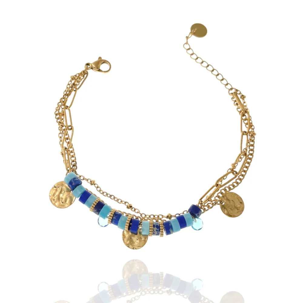 Multifili con Perline-Bracciale in Acciaio con Chiusura - BAC-103-AA1721B