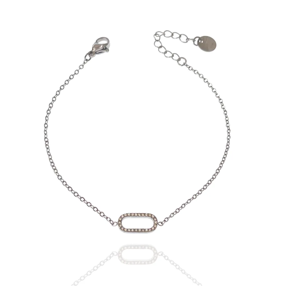Cerchio Ovale-Bracciale in Acciaio con Chiusura - BAC-103-AA2829B