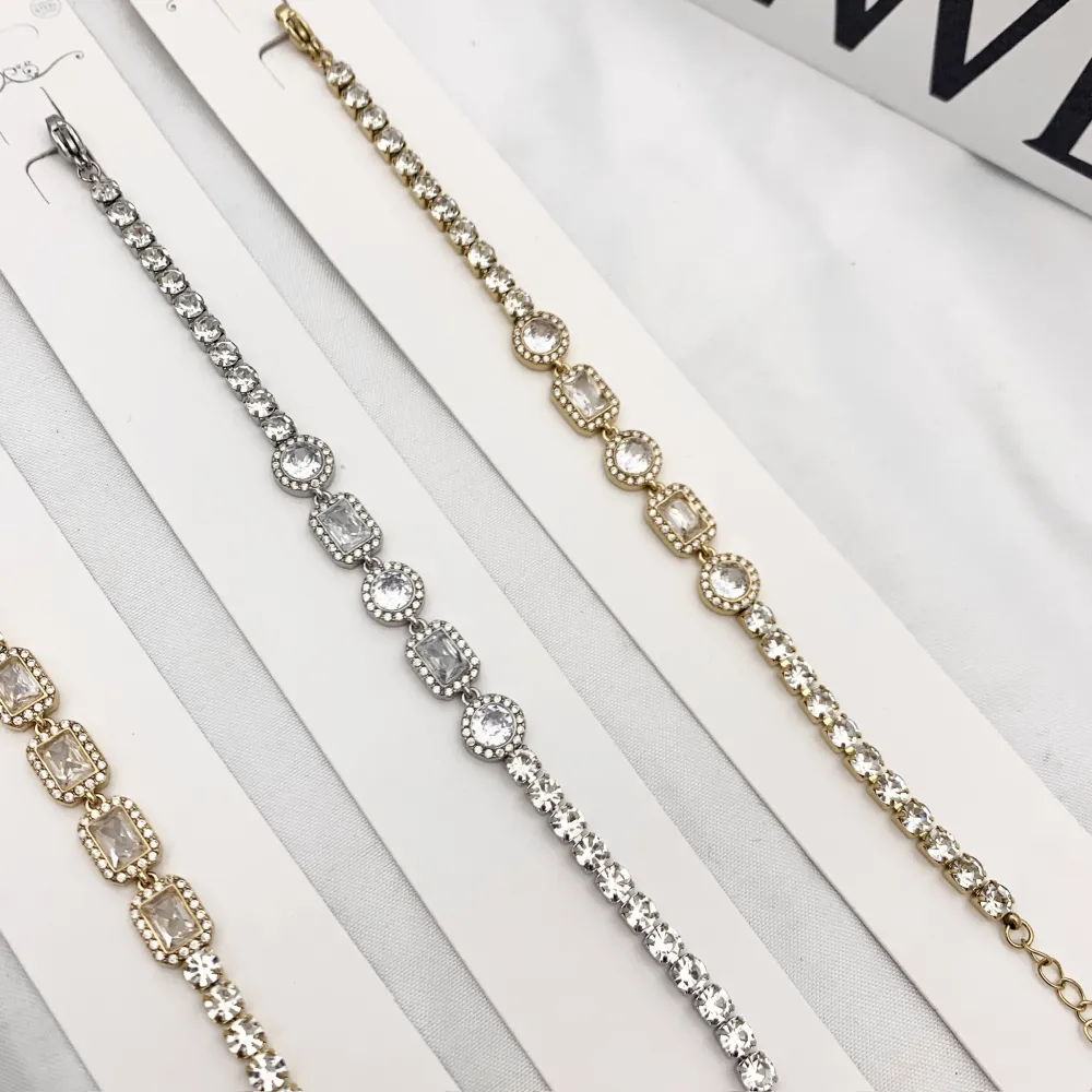 Tennis con Cipollona e Rettangolare-Bracciale in Acciaio - BAC-103-AA4212B