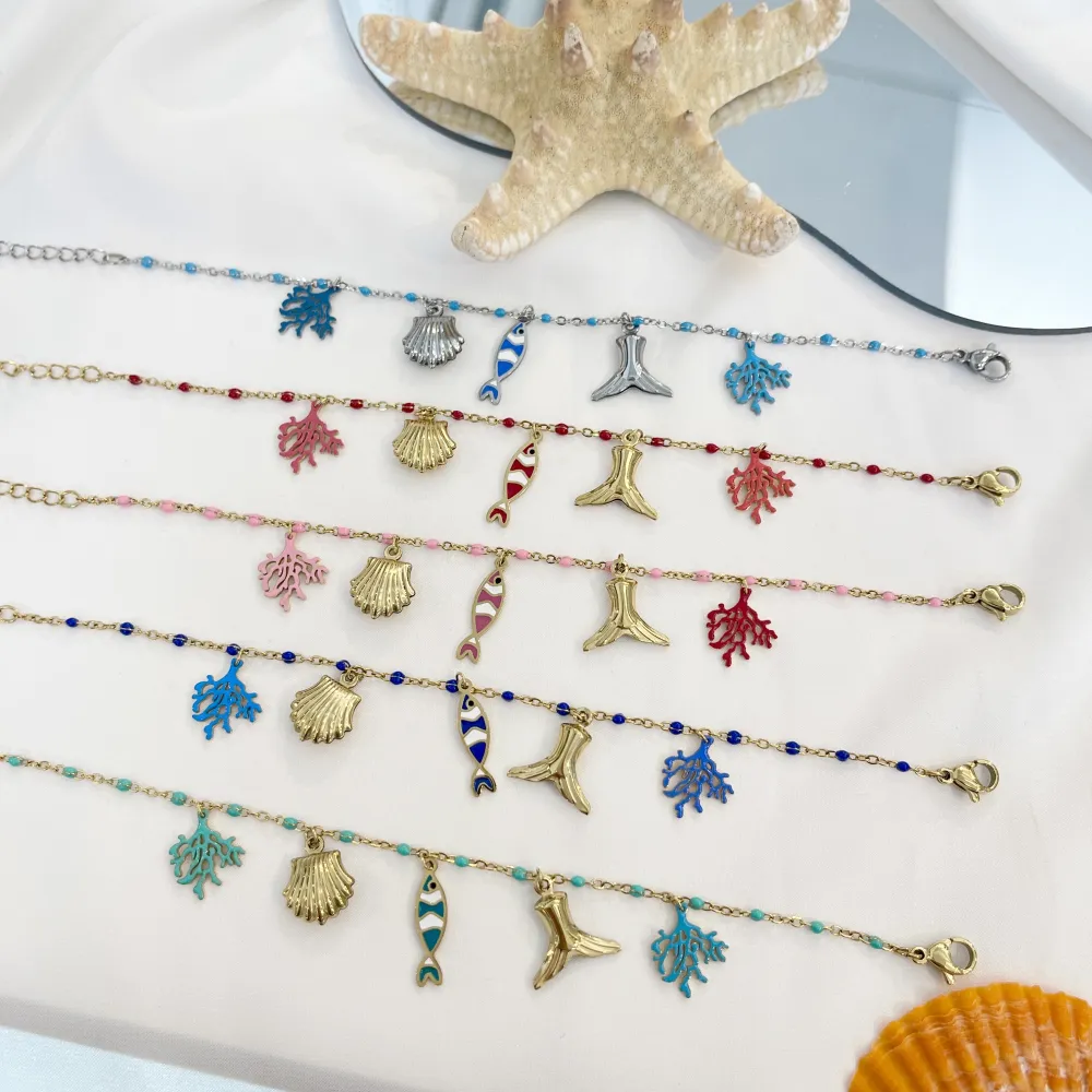 Mare Conchiglia Stella Marina Pesce-Bracciale in Acciaio - BAC-103-AA5138BB