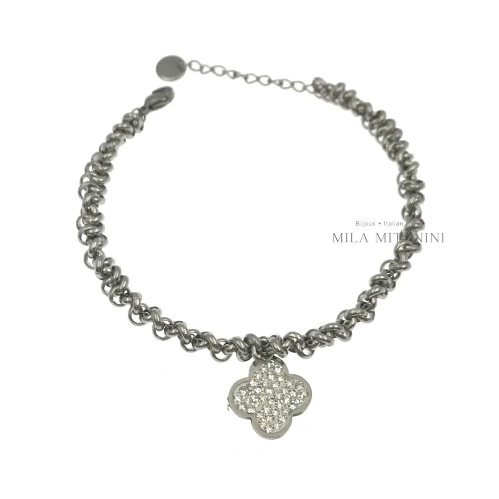 Quadrifoglio-Bracciale in Acciaio con Chiusura - BAC208-220B