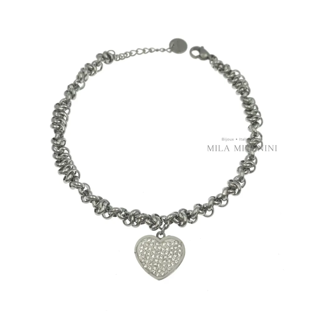 Cuore-Bracciale in Acciaio con Chiusura - BAC208-220C