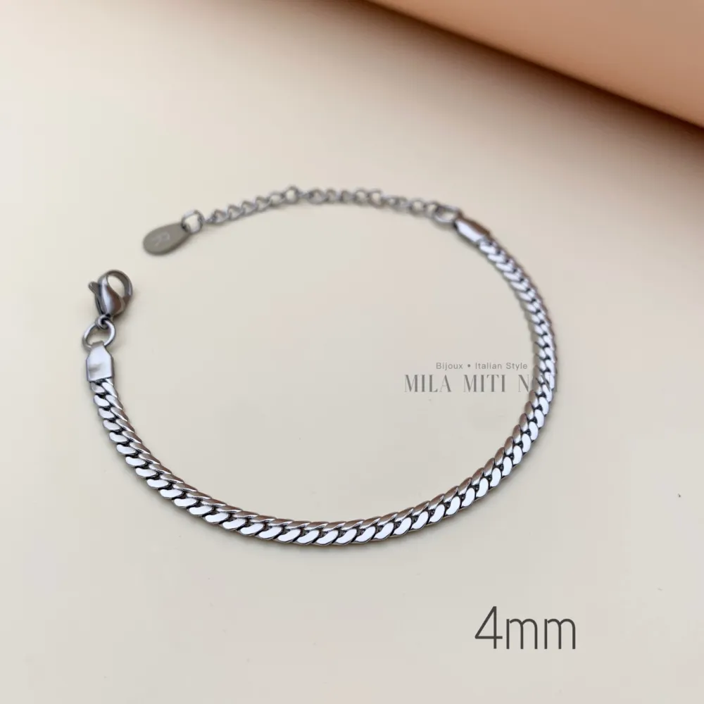 Catena Serpente 4mm-Bracciale in Acciaio con Chiusura - BAC413-1205