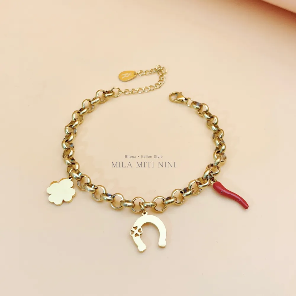 Fortuna-Bracciale in Acciaio con Chiusura - BAC413-1254