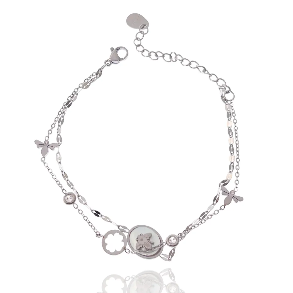 Doppia Catena con Ape-Bracciale in Acciaio con Chiusura - BAC-413-1269