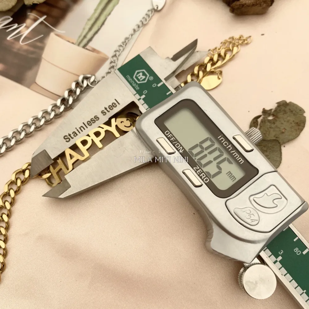 BAC413-1385-Catena 6mm Happy-Bracciale in Acciaio - BAC413-1385