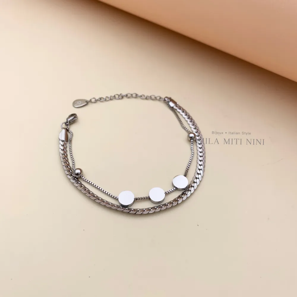 Doppio-Bracciale in Acciaio con Chiusura - BAC413-1405