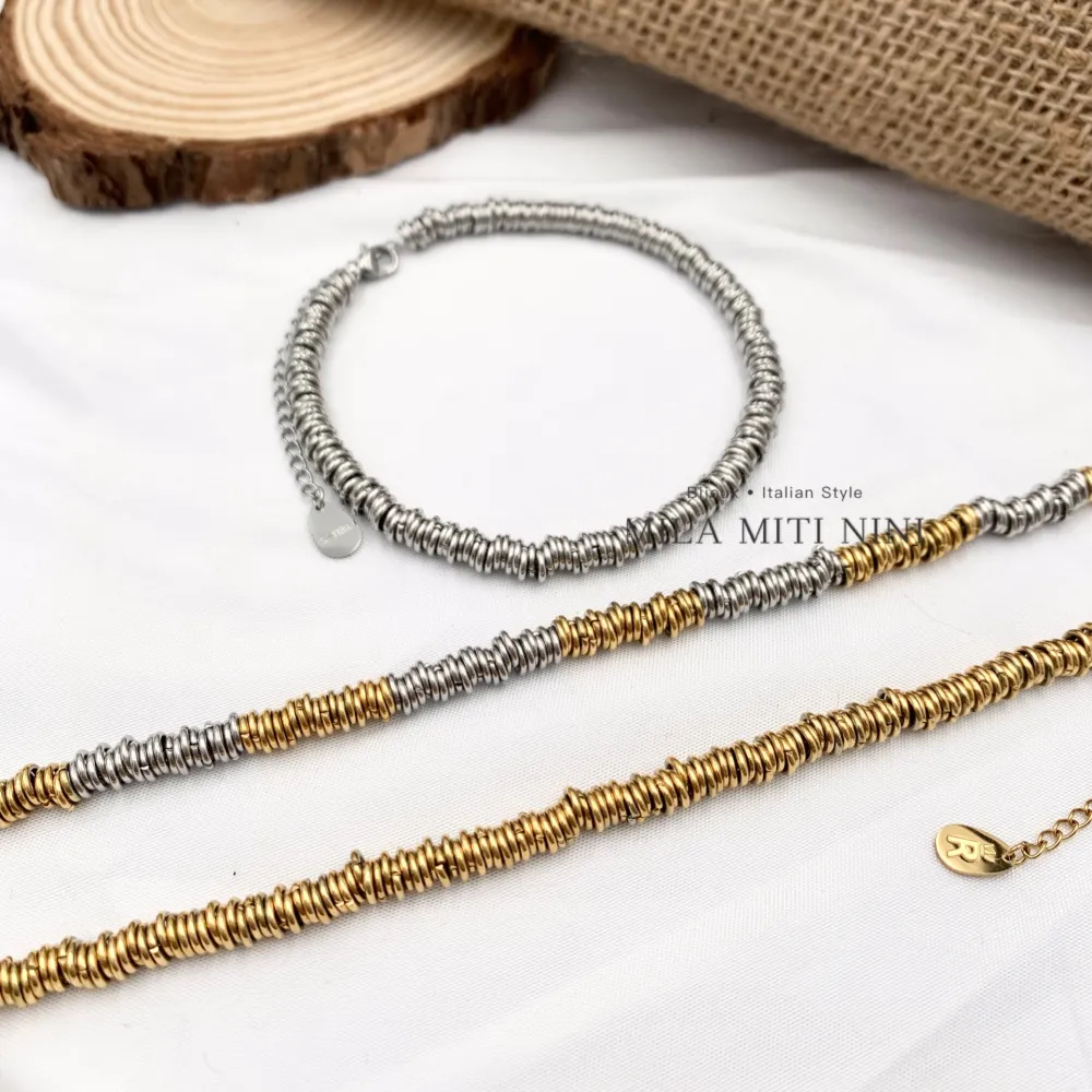 Catena con Anellini-Bracciale in Acciaio con Chiusura - BAC-413-1408