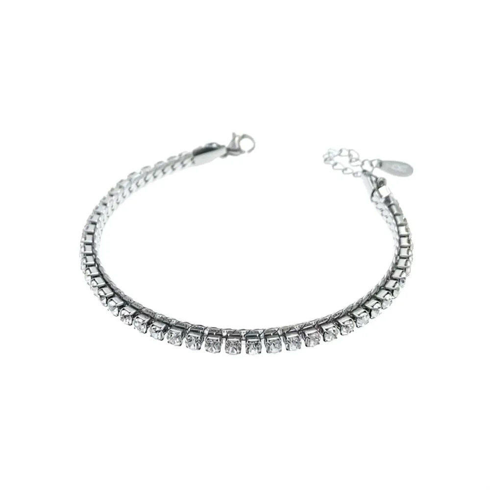 Doppio Serpente Tennis-Bracciale in Acciaio con Chiusura - BAC-413-1506