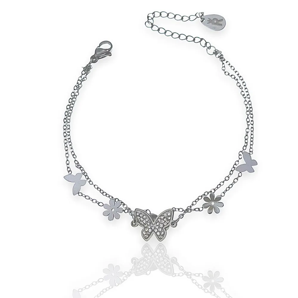 Doppio con Farfalla-Bracciale in Acciaio con Chiusura - BAC-413-1638