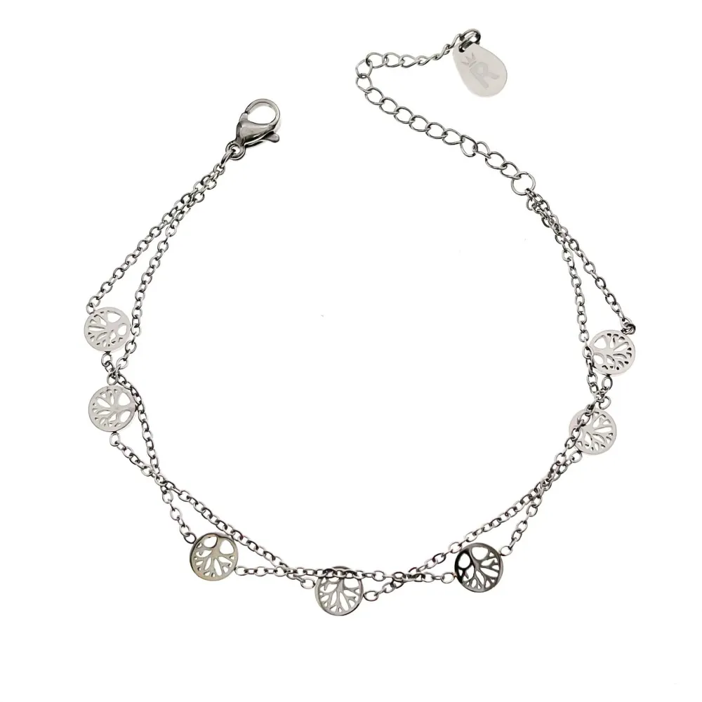 Doppio con Albero della Vita-Bracciale in Acciaio con Chiusura - BAC-413-1662