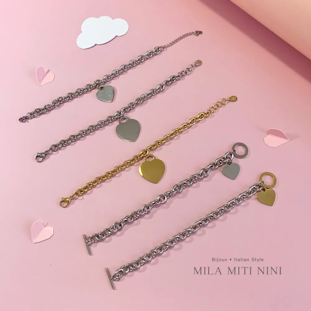 Cuore Liscio 20mm-Bracciale in Acciaio con Chiusura - BAC-413-2390