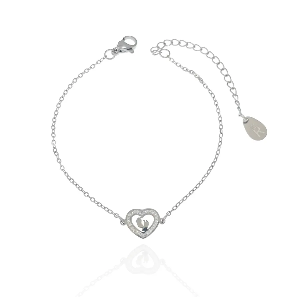 Cuore con Piedini-Bracciale in Acciaio - BAC-413-2401