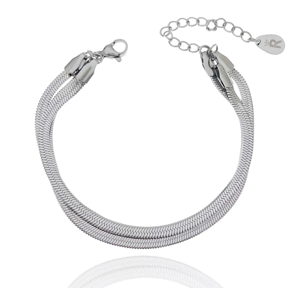 Tre Fili Serpente-Bracciale in Acciaio - BAC-413-2405B