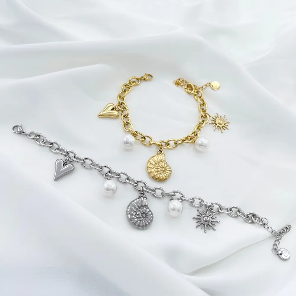 Mare Conchiglia Cuore Sole-Bracciale in Acciaio - BAC-413-3478