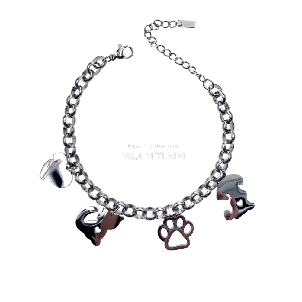 Zampa Cane Gatti -Bracciale in Acciaio con Chiusura - BAC413-354