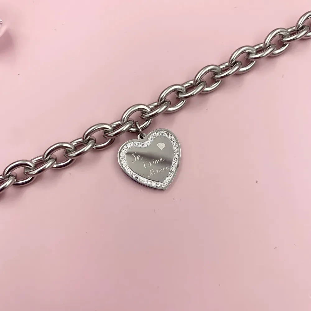 BAC6725-Je t'aime Maman-Bracciale in Acciaio con Chiusura - BAC6725-Je t'aime Maman-Bracciale in Acciaio con Chiusura