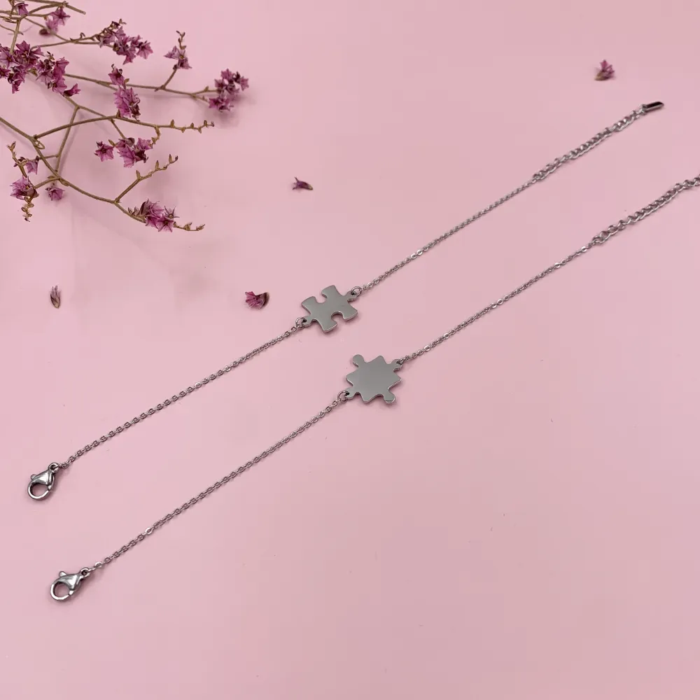 BAC6869-Puzzle Liscio-Bracciale Coppia in Acciaio - BAC6869-Puzzle Liscio-Bracciale Coppia in Acciaio