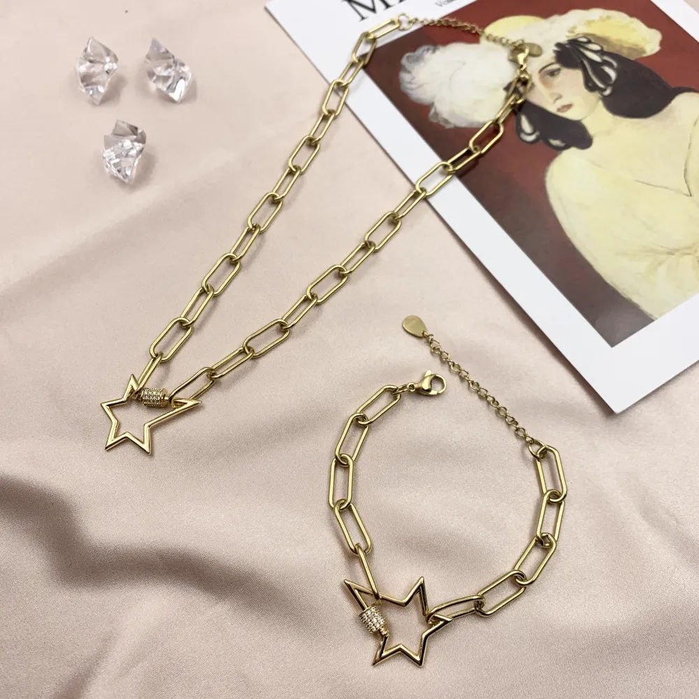 BAC7065-Stella Zirconia-Bracciale in Acciaio - BAC7065-Stella Zirconia-Bracciale in Acciaio