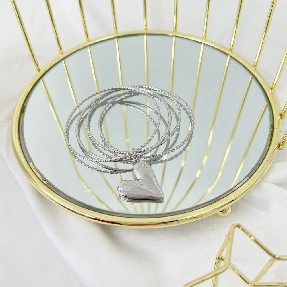 Cuore-Bracciali Multifili Rigidi in Acciaio - BAR-103-AA3366B