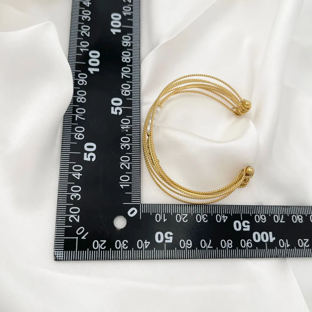 Multifili con Perla-Bracciale Rigido in Acciaio - BAR-208-310