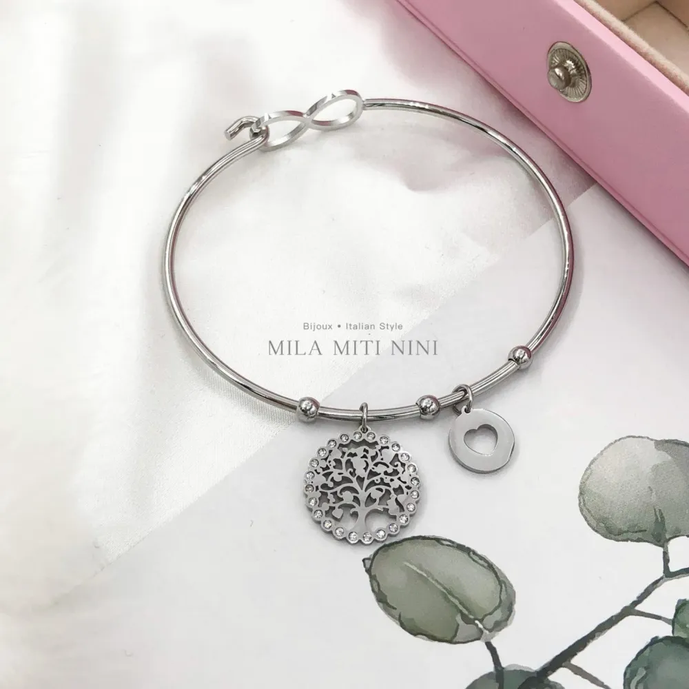 Pendenti Mix con Strass-12pz Bracciali Rigidi in Acciaio - BAR413-418