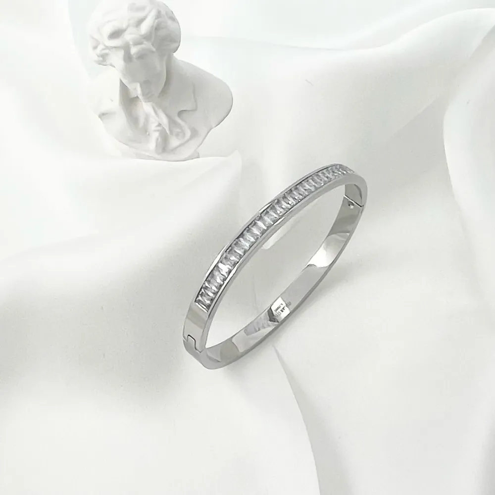 Tennis Rettangolare-Bracciale Rigido in Acciaio - BAR-413-S238