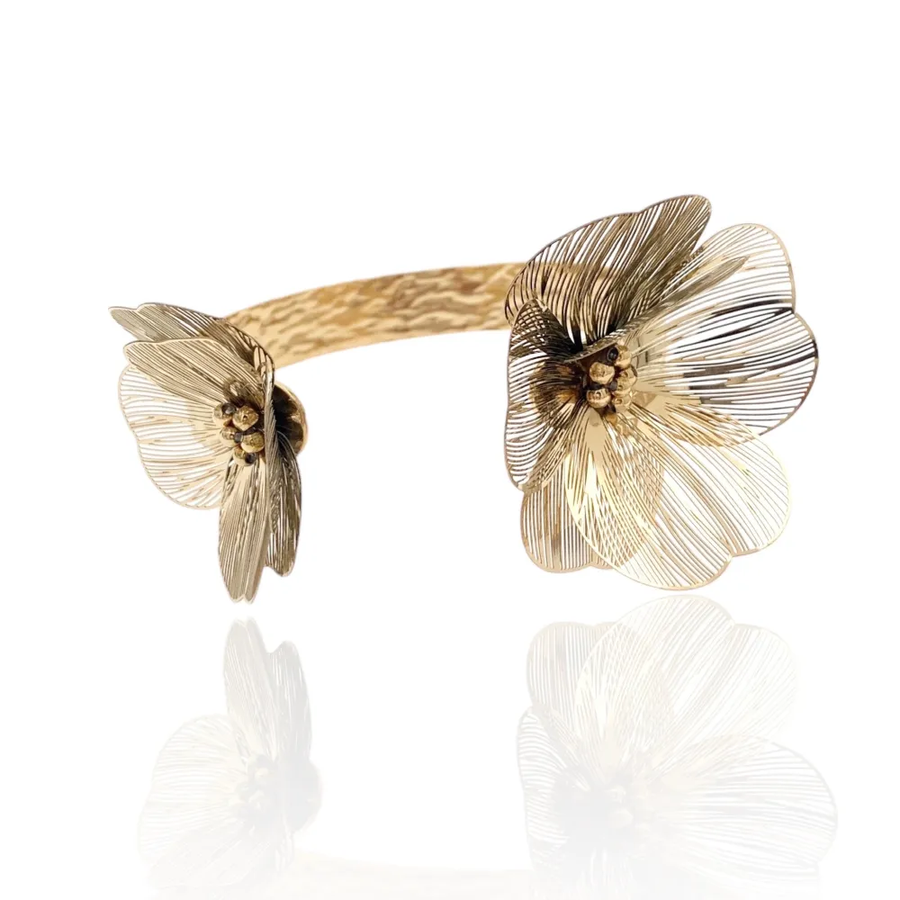 Doppio Fiore-Bracciale Rigido in Acciaio - BAR-732-197