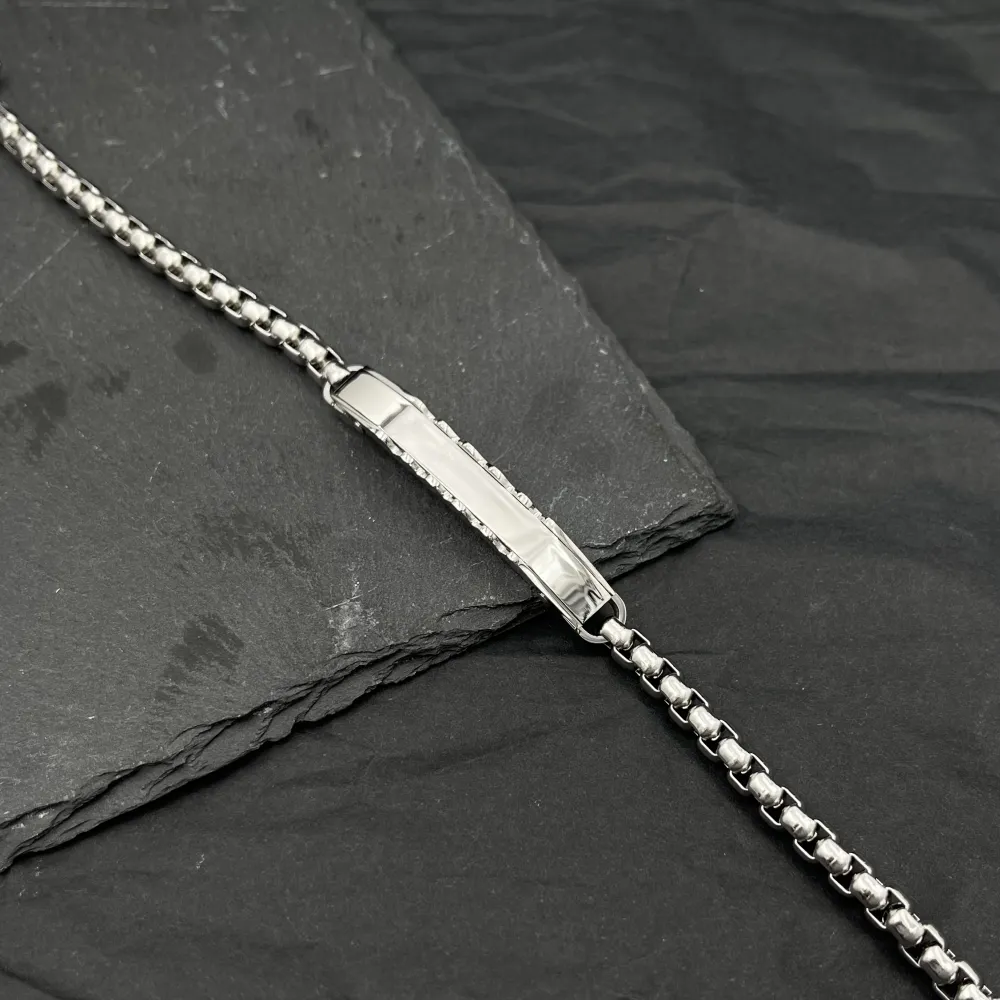 Piastrella con Catena-Bracciale Uomo in Acciaio - BAU-208-306