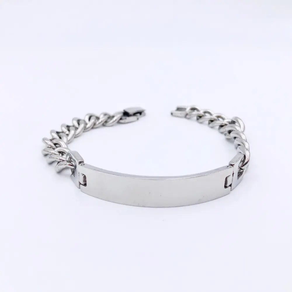 Piastrina 8mm 3307- Bracciale a Catena in Acciaio - BAU-473-37