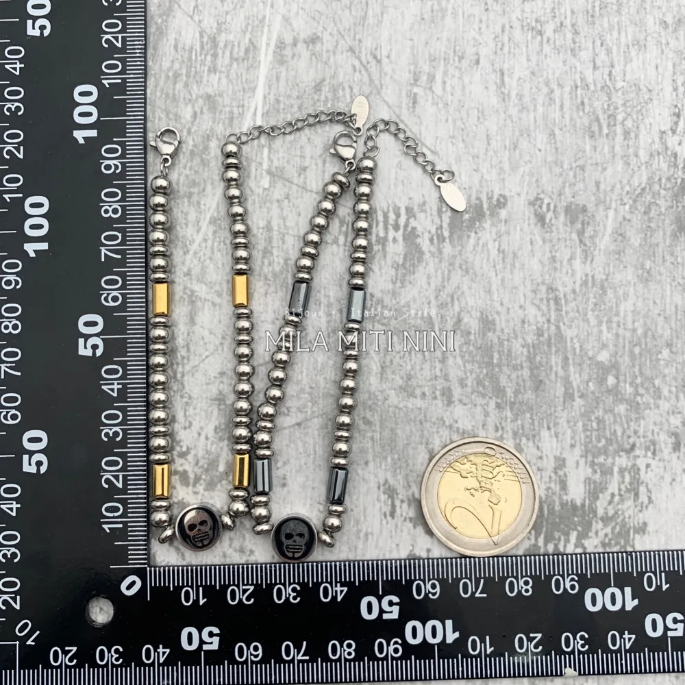 BAU600-A68-Teschio-Bracciale Unisex in Acciaio - BAU600-A68-Teschio-Bracciale Unisex in Acciaio