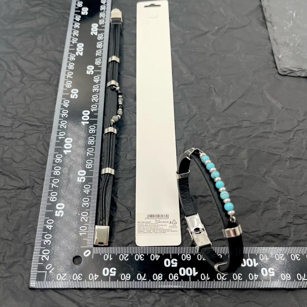 Pietrine-Bracciale in Pelle Acciaio da Uomo - BAU-600-H258