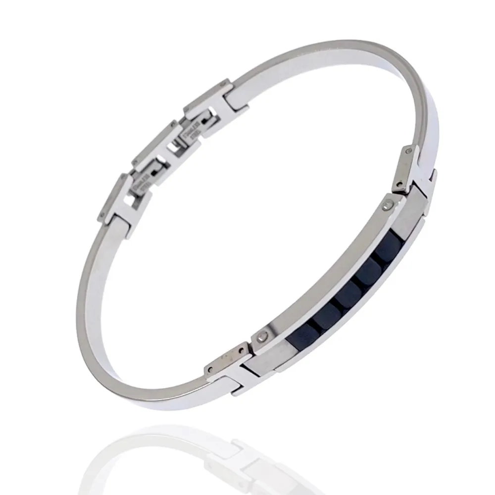 Semplice-Bracciale Semirigido in Acciaio da Uomo - BAU-600-H272B