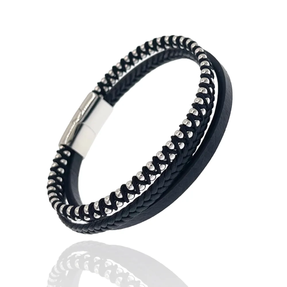 Semplice Tre Fili-Bracciale da Uomo in Acciaio - BAU-720-22