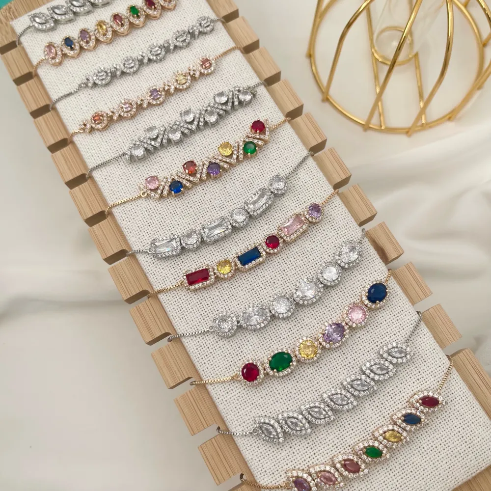 Punto Luce V-Bracciale Scorrevole in Ottone e Zirconia - BMZ-109-L03G