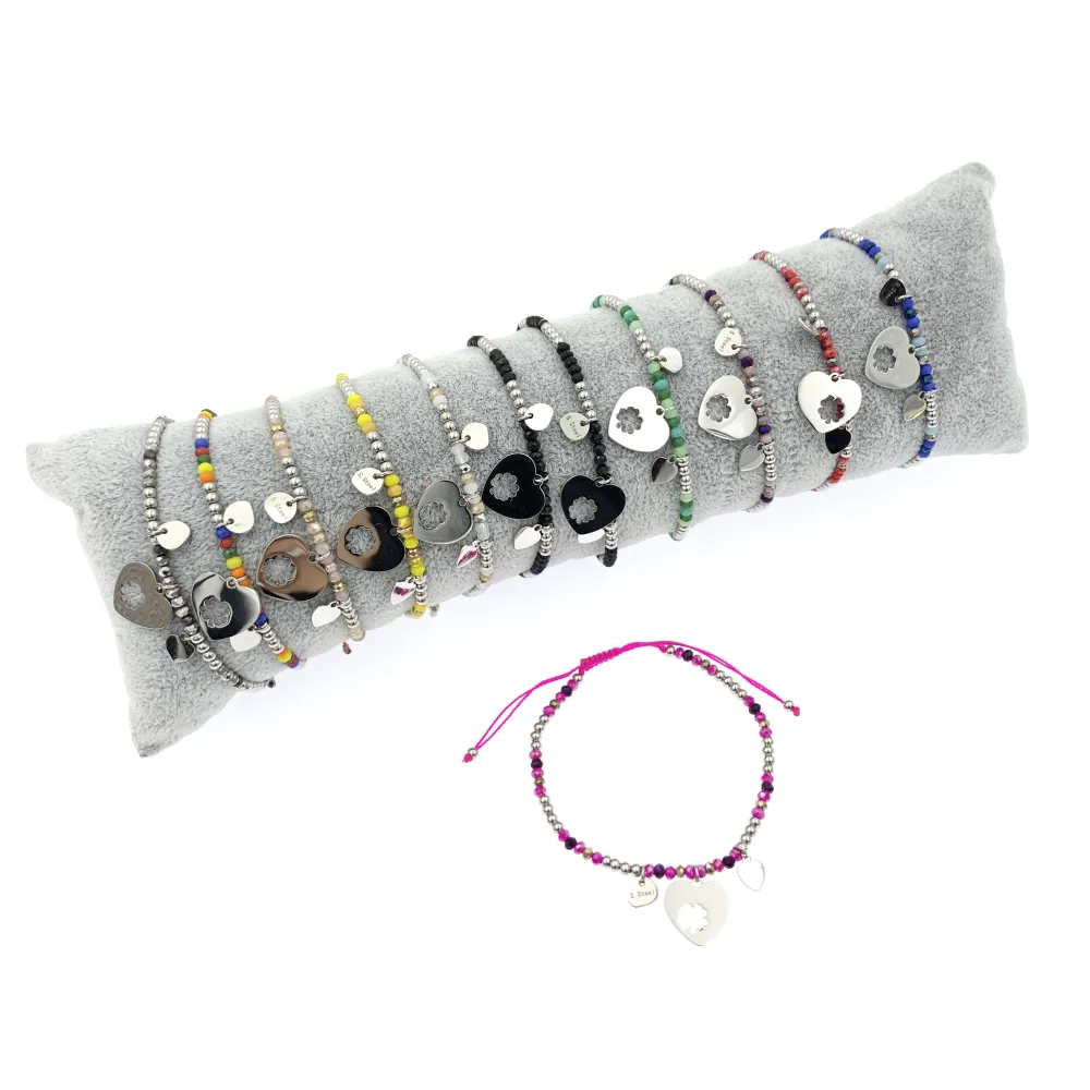 12Pz Bracciali in Acciaio Regolabili + Cuscino in Omaggio - BPA104-643