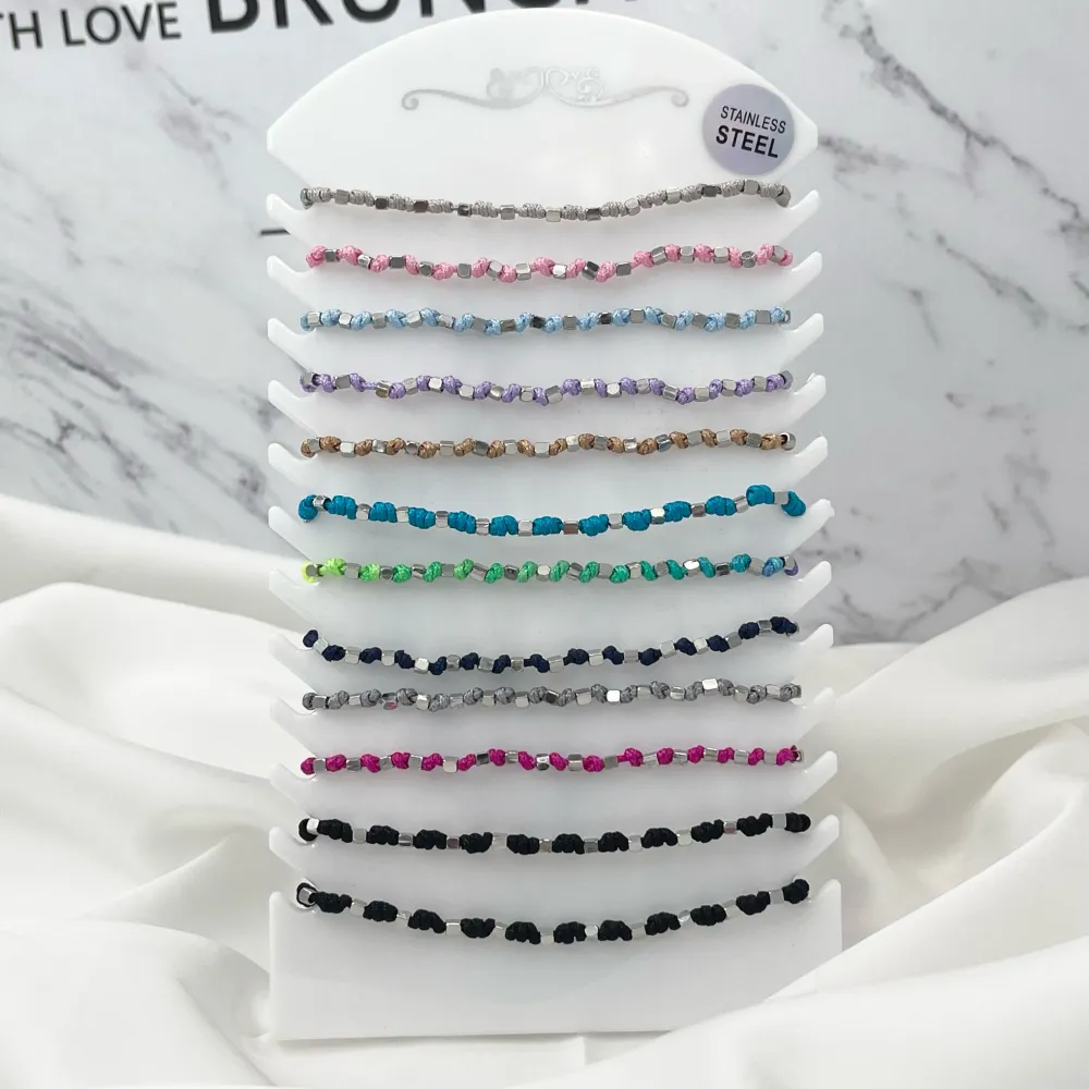 Quadrato con Nodo-12 Pz Bracciali in Acciaio con Chiusura - BPA-191-51